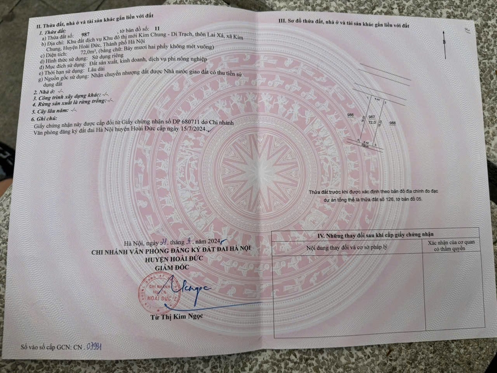 Bán đất dịch vụ kim trung di trạch Hoài đức Hà nội