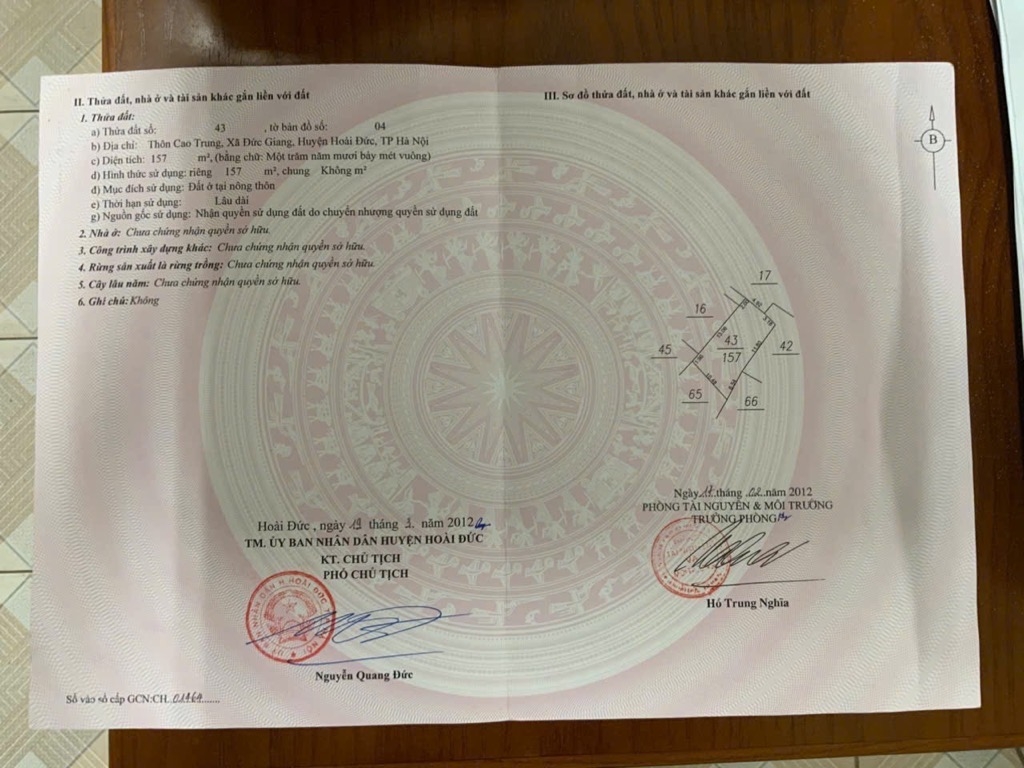 Bán 157m Đất Đức Giang Hoài Đức Hà Nội