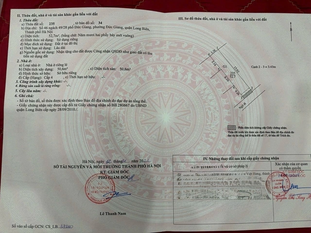 NHÀ 3 TẦNG DÂN XÂY MỚI HOÀN THIỆN - NGÕ 49.28.46 ĐỨC GIANG - 52.7M² - 8.4 TỶ