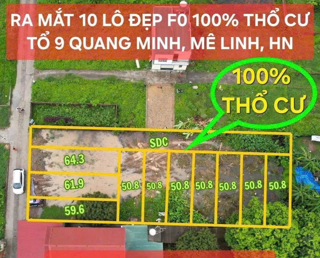 ĐẤT PHÂN LÔ Ô TÔ - XÃ QUANG MINH, MÊ LINH - VỊ TRÍ VÀNG GẦN KCN - TIỆN ÍCH ĐẦY ĐỦ - GIÁ GỐC CHỦ