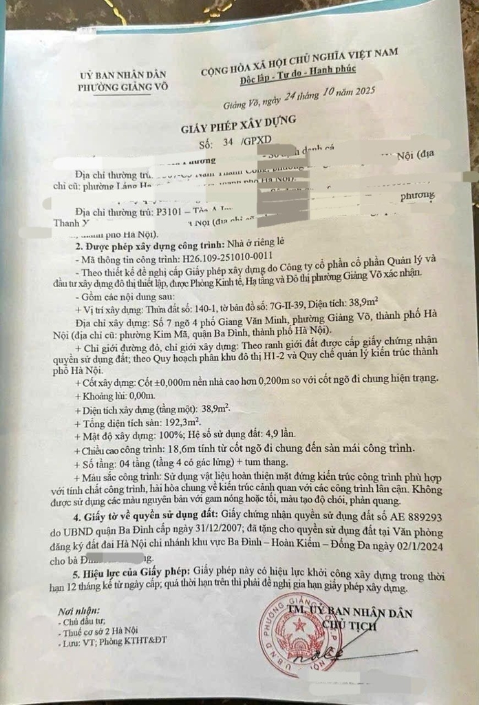 LÔ ĐẤT VÀNG - NGÕ GIANG VĂN MINH BA ĐÌNH - 39m² - CÁCH LĂNG BÁC 150M - CÓ GPXD 4 TẦNG - 9.6 TỶ