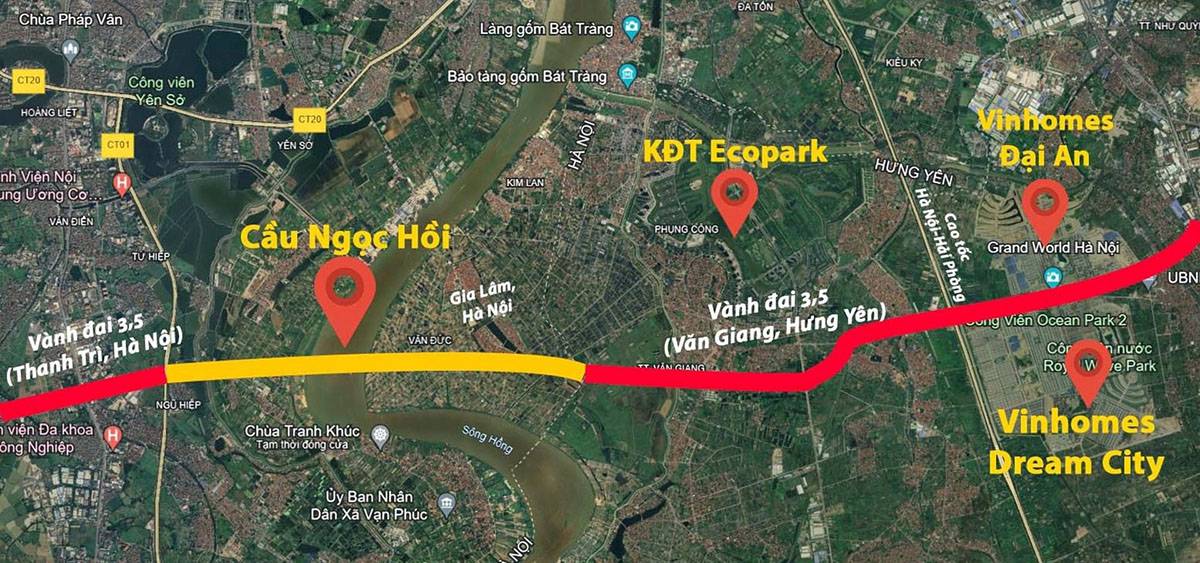 Vị trí cầu Ngọc Hồi